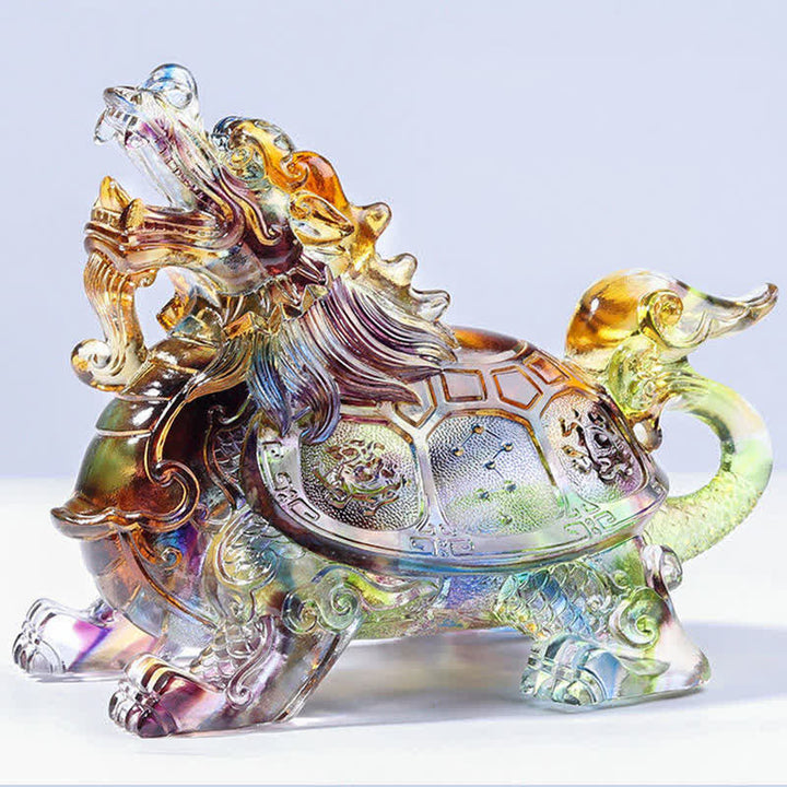 Tortue dragon Feng Shui, pièce d'art en cristal Liuli faite à la main, décoration pour la maison et le bureau