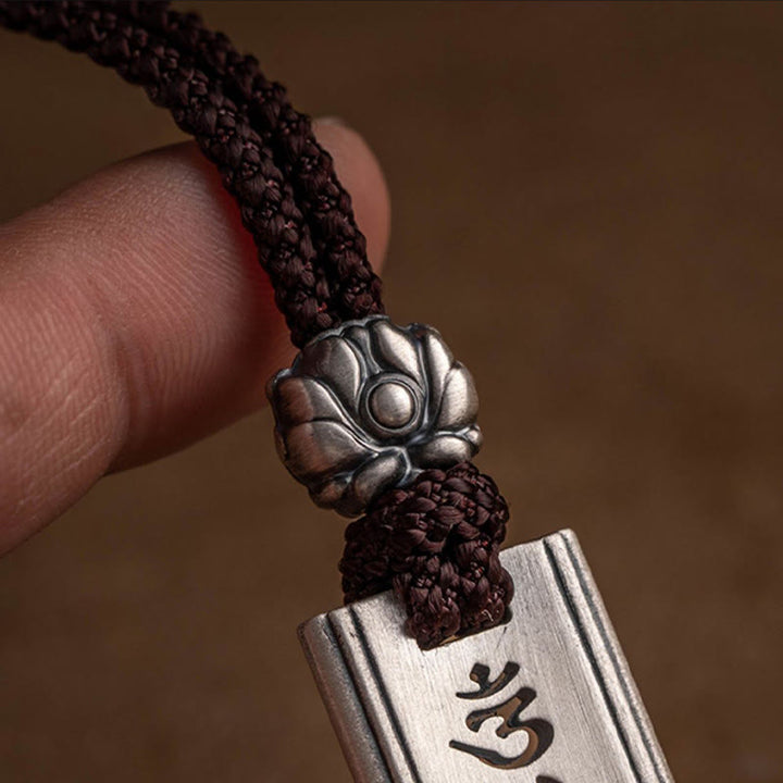 Collier pendentif en argent sterling 999 Buddha Stones et gravure Om Mani Padme Hum en forme de lotus - image 9