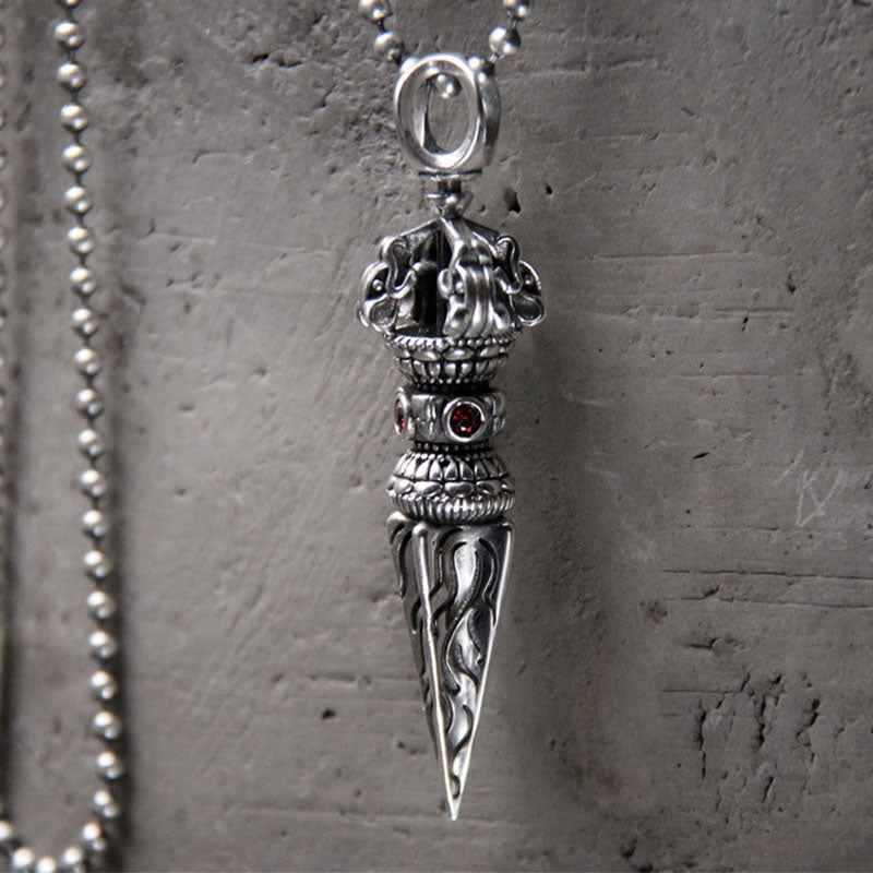 Collier pendentif Vajra en argent sterling 925 avec Buddha Stones