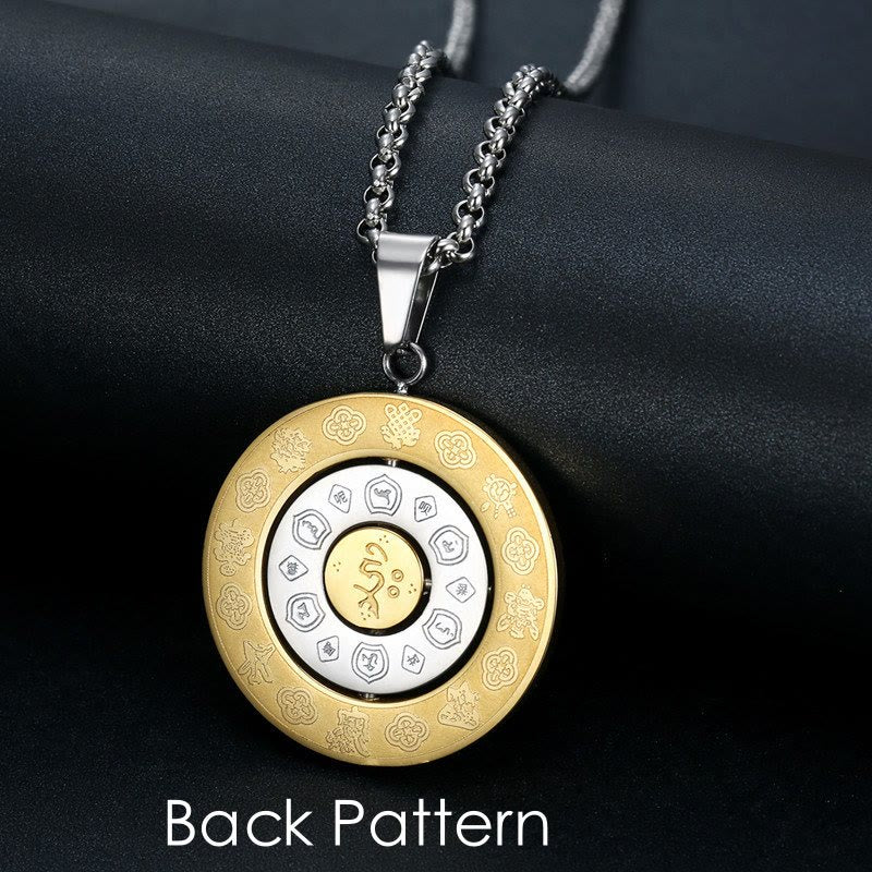 Buddha Stones Zodiaque chinois Neuf palais Huit diagrammes Amulette Bagua Collier d'harmonie Pendentif rotatif