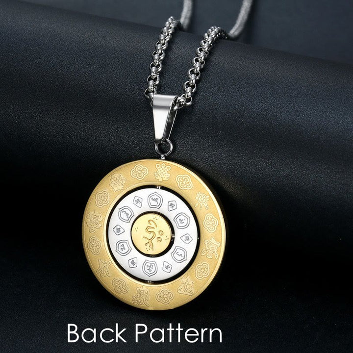 Buddha Stones Zodiaque chinois Neuf palais Huit diagrammes Amulette Bagua Collier d'harmonie Pendentif rotatif