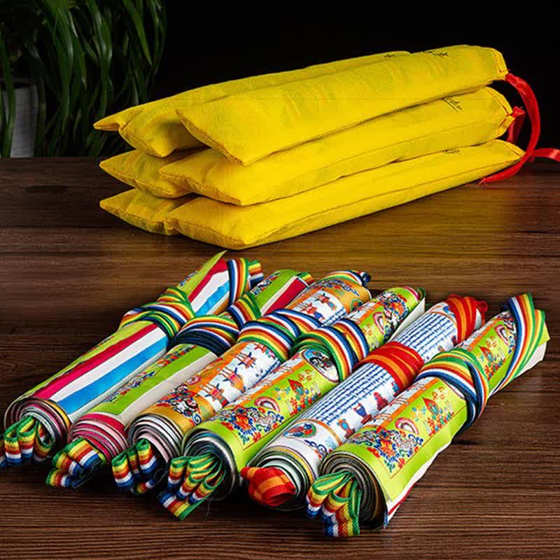 Buddha Stones Drapeau de prière extérieur tibétain à 10 couleurs représentant le Bouddha Cheval du Vent, symbole de guérison et de bon augure - image 12