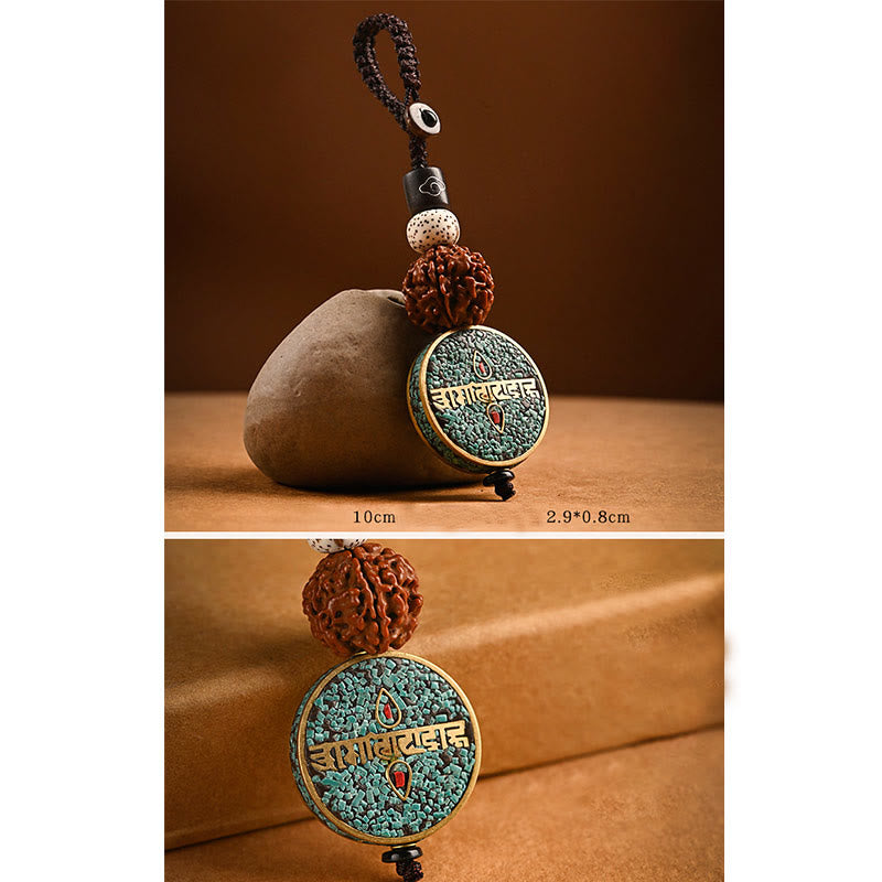 Buddha Stones tibétain Om Mani Padme Hum Bodhi graine paix porte-clés