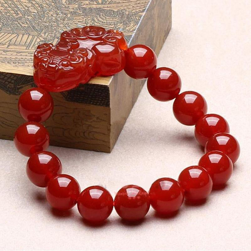 Bracelet porte-bonheur en agate rouge Buddha Stones