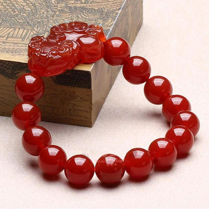 Bracelet porte-bonheur en agate rouge Buddha Stones