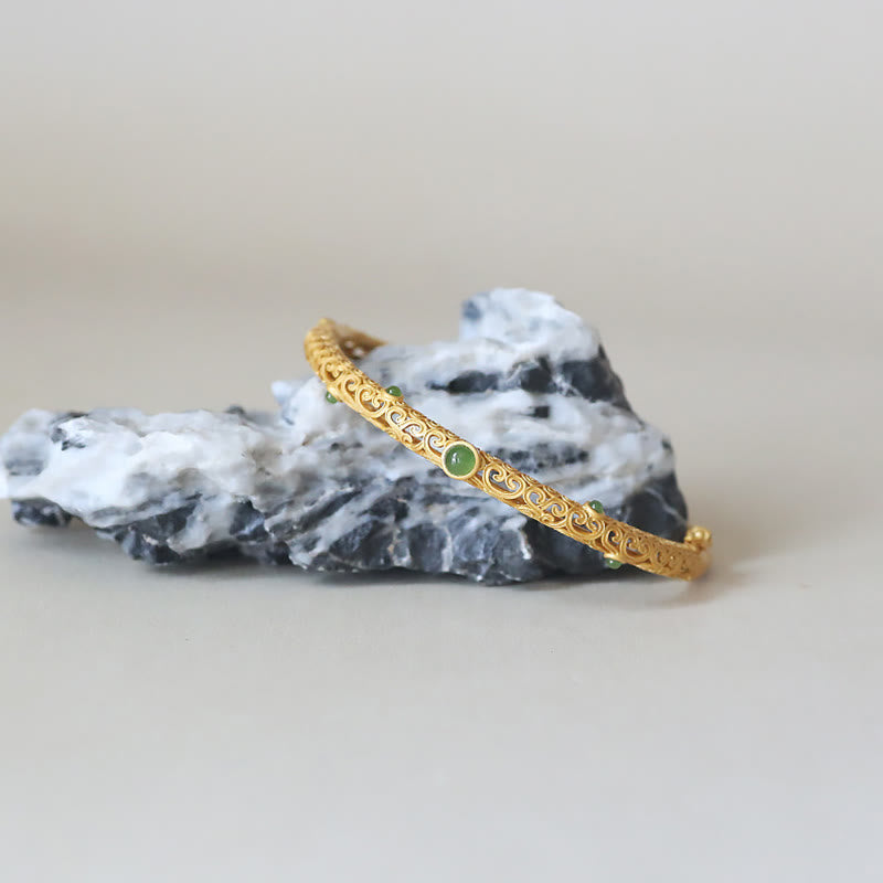 Bracelet de guérison calme et de Buddha Stones en cuivre et jade cyan