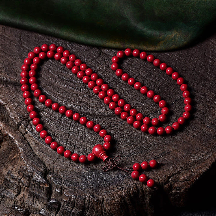 Bracelet de bénédiction gravé avec 108 Buddha Stones de Mala en cinabre et motif Om Mani Padme Hum - Perles rondes de 6 mm x 108 - image 15