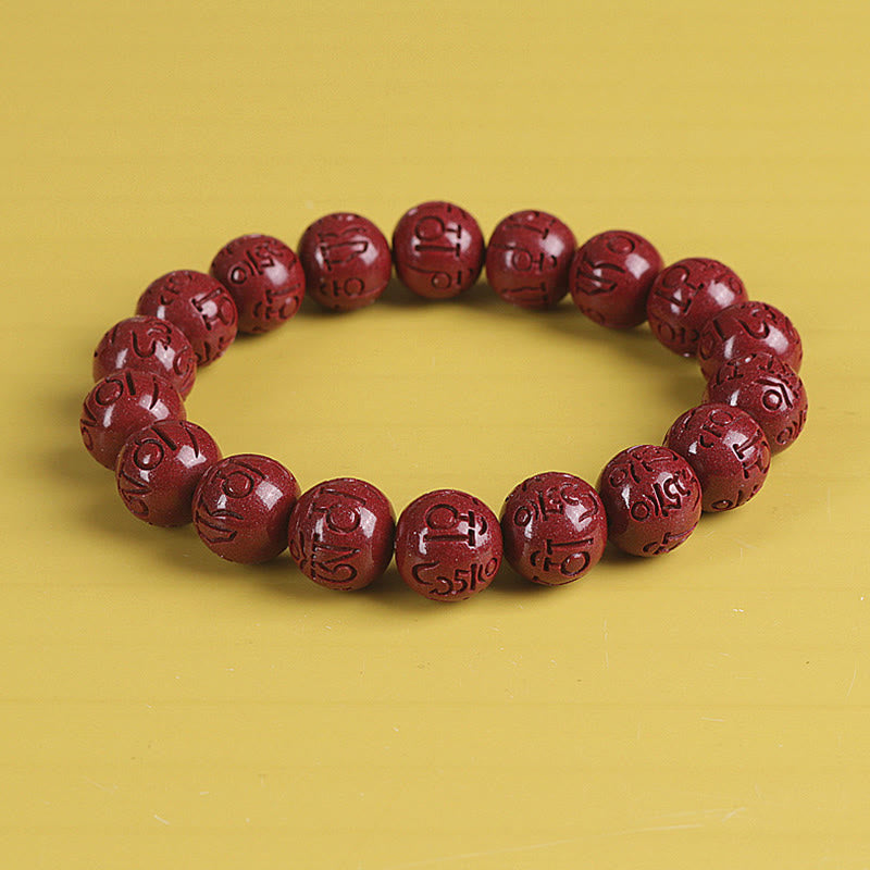 Bracelet de perles de chance et de richesse en Buddha Stones Double PiXiu Cinabre Om Mani Padme Hum