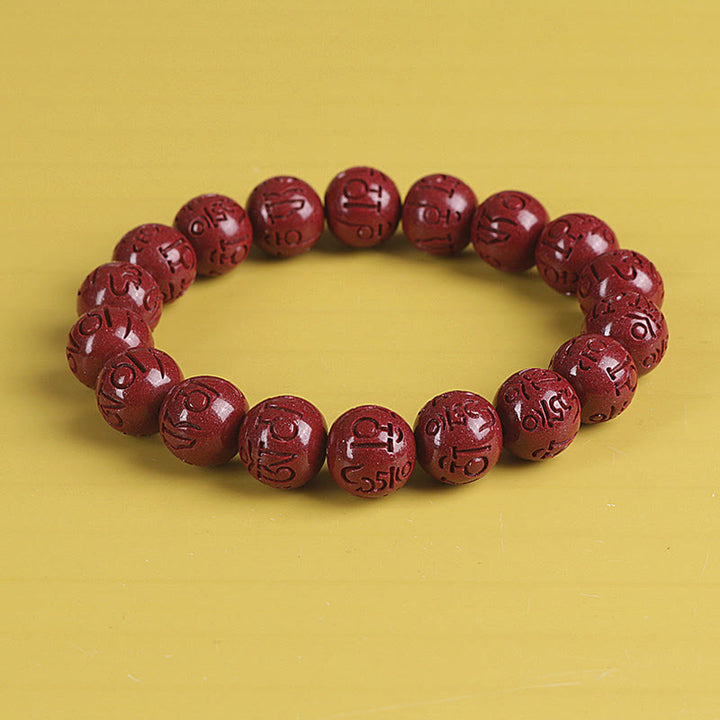 Bracelet de perles de chance et de richesse en Buddha Stones Double PiXiu Cinabre Om Mani Padme Hum