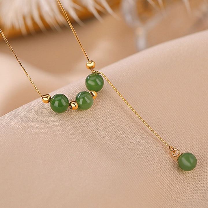 Collier pendentif de guérison en perles de jade cyan en argent sterling 925 Buddha Stones