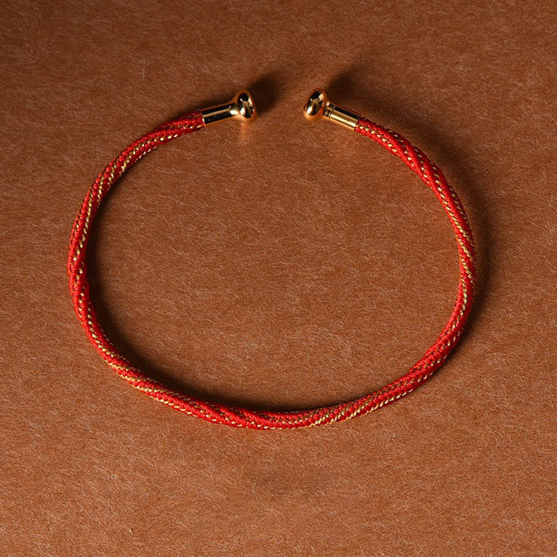 Bracelet manchette tressé fait main avec Buddha Stones au design simple - Or rouge - image 15