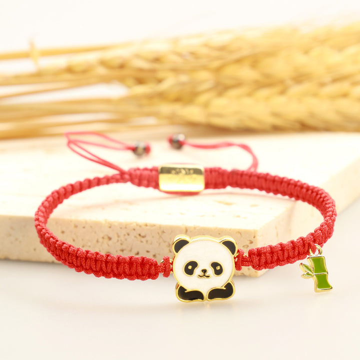 Bracelet porte-bonheur en bambou tibétain fait main avec Buddha Stones rouge