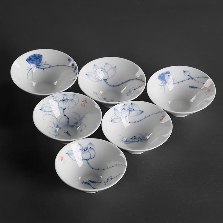 Buddha Stones Vintage Prune Orchidée Bambou Chrysanthème Lotus Koi Poisson Tasse à Thé en Céramique Tasses à Thé Kung Fu