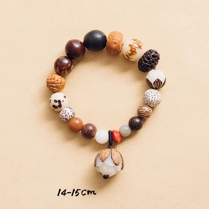 Bracelet Mala en Buddha Stones, graines de Bodhi, lotus, sagesse, paix