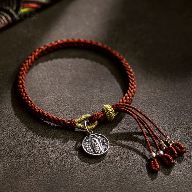 Bracelet tressé en argent sterling 925 fait à la main avec Buddha Stones, protection des cinq directions, dieux de la richesse, de la chance