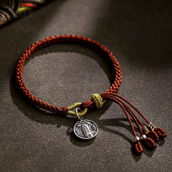 Bracelet tressé en argent sterling 925 fait à la main avec Buddha Stones, protection des cinq directions, dieux de la richesse, de la chance