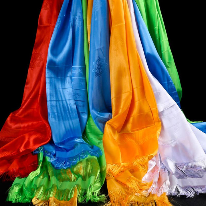 Décoration Khata de 5 couleurs avec bénédiction tibétaine - image 0