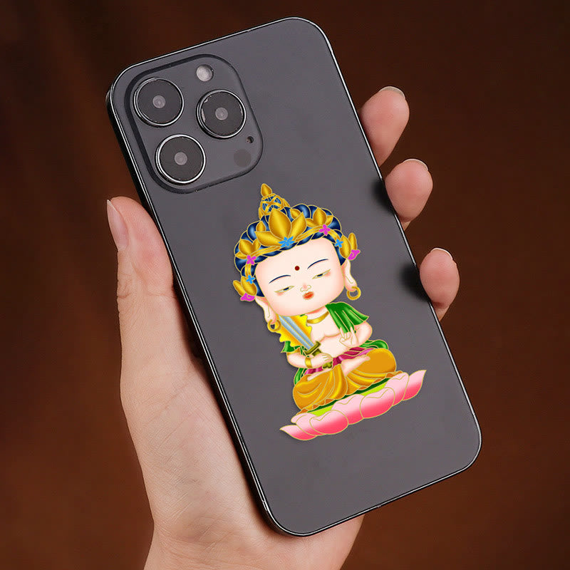 Buddha Stones Zodiaque chinois Bouddha natal Bénédiction Richesse Fortune Autocollant de téléphone pour réfrigérateur