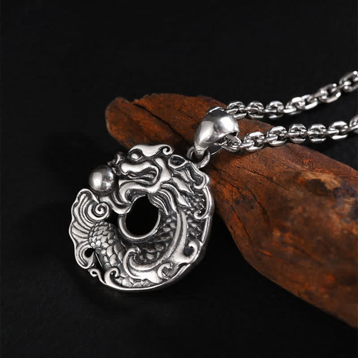 Collier pendentif en Buddha Stones avec boucle de paix et poisson Koi et dragon - image 8