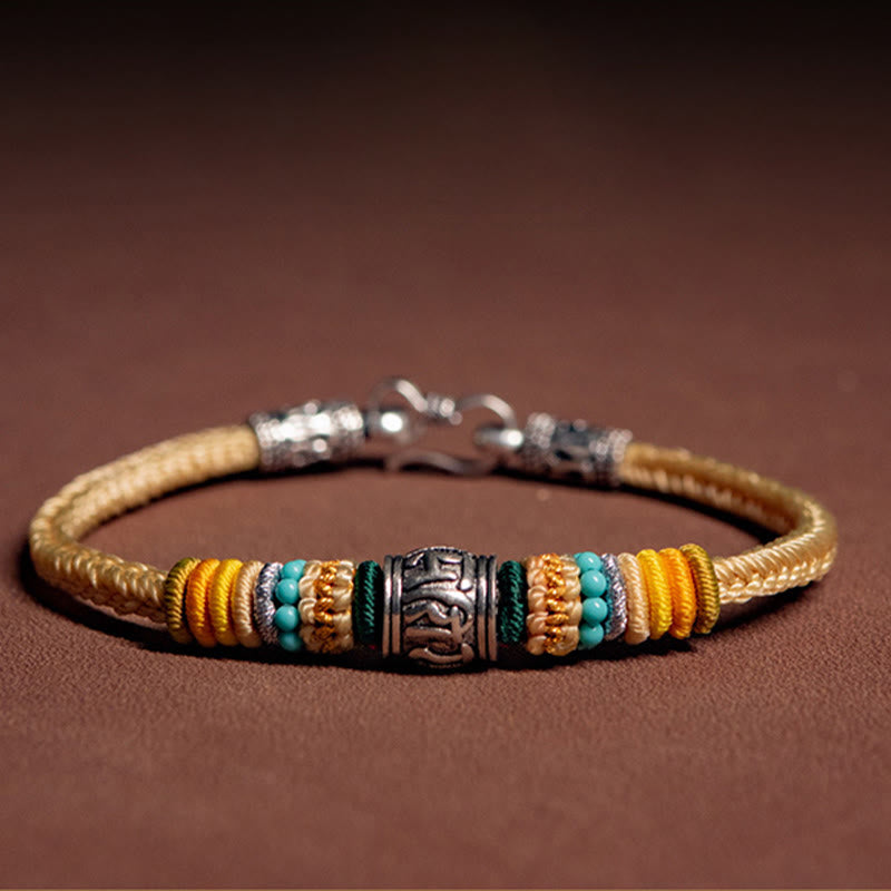 Bracelet tressé tibétain en argent sterling 925 fait main avec Buddha Stones Om Mani Padme Hum Pureté - image 2