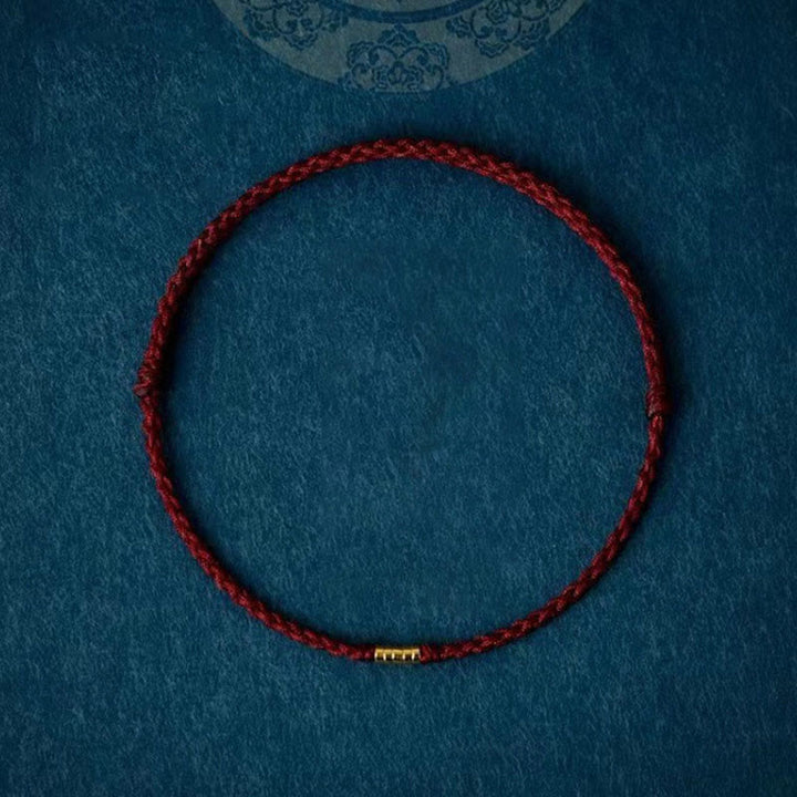 Bracelet de cheville tressé en perles dorées porte-bonheur en argent sterling 925 Buddha Stones