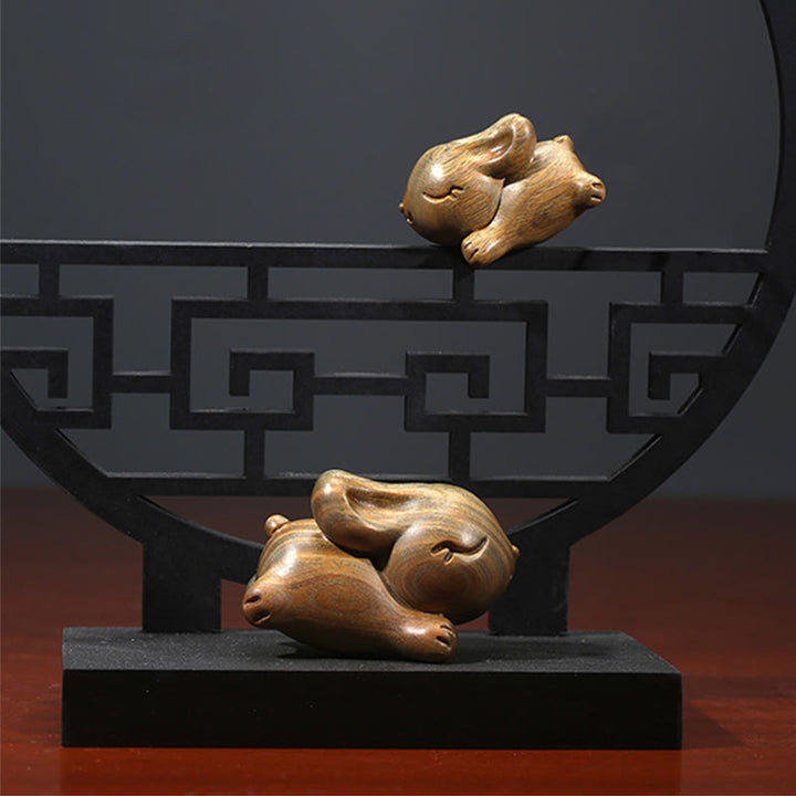 Buddha Stones de Santal Vert Petit Mini Lapin Mignon Lapin Décorations de Paix - image 13
