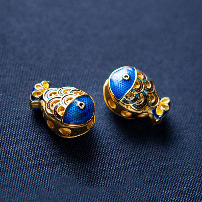 Bracelet de guérison en Buddha Stones, aigue-marine naturelle, lapis-lazuli et poisson - image 7