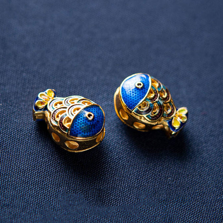 Bracelet de guérison en Buddha Stones, aigue-marine naturelle, lapis-lazuli et poisson - image 7