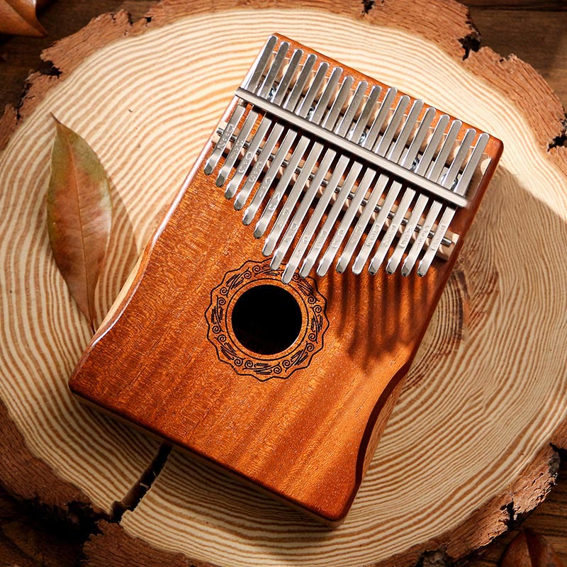 Piano à pouce Kalimba 17 touches Buddha Stones en bois d'acajou, acacia, noyer, piano à doigts portable