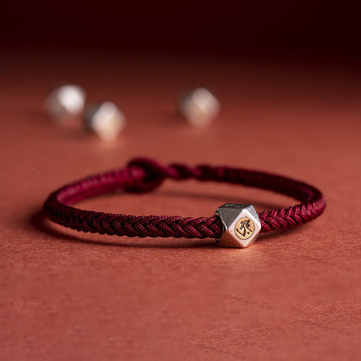 Bracelet tressé en argent sterling 925 fait à la main avec Buddha Stones et symbole du zodiaque chinois