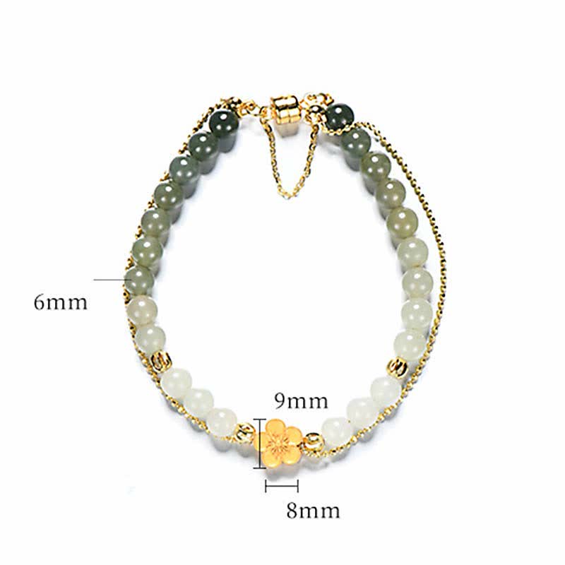 Bracelet porte-bonheur en argent sterling 925 Buddha Stones et jade Hetian naturel