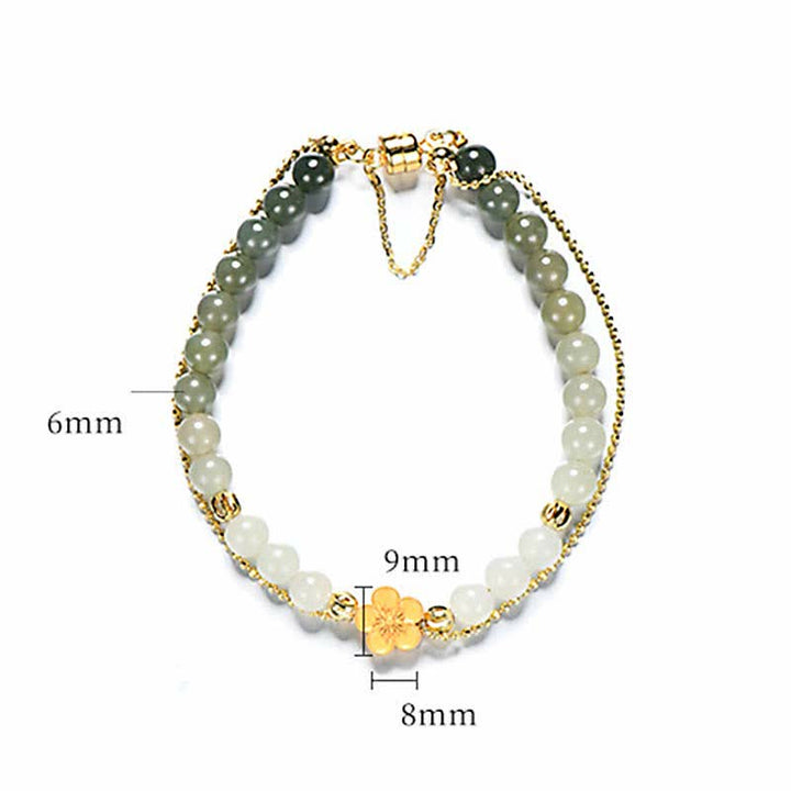 Bracelet porte-bonheur en argent sterling 925 Buddha Stones et jade Hetian naturel