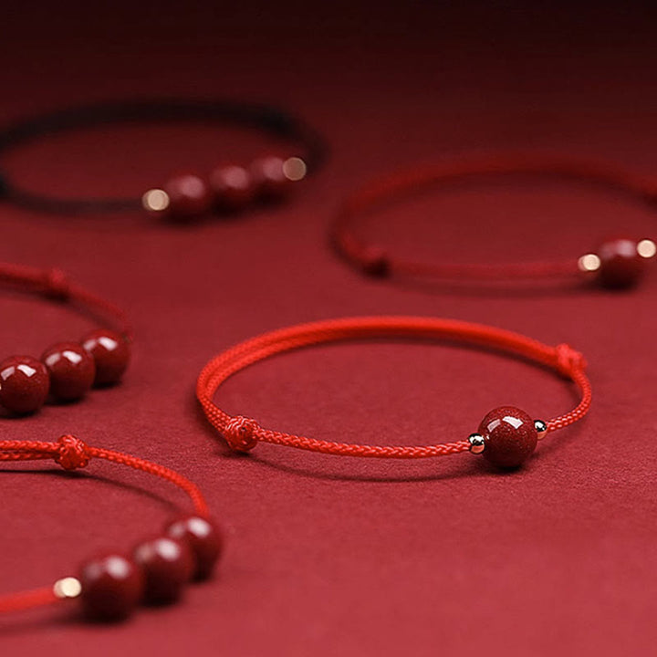 Bracelet de cheville en perles de cinabre porte-bonheur naturelles en Buddha Stones