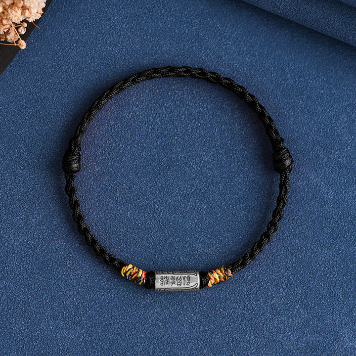 Bracelet de cheville en argent sterling 925 fabriqué à la main avec des Buddha Stones, design tout va bien, protection et force - Bracelet (Tour de poignet 13-18 cm) - Corde noire - image 18