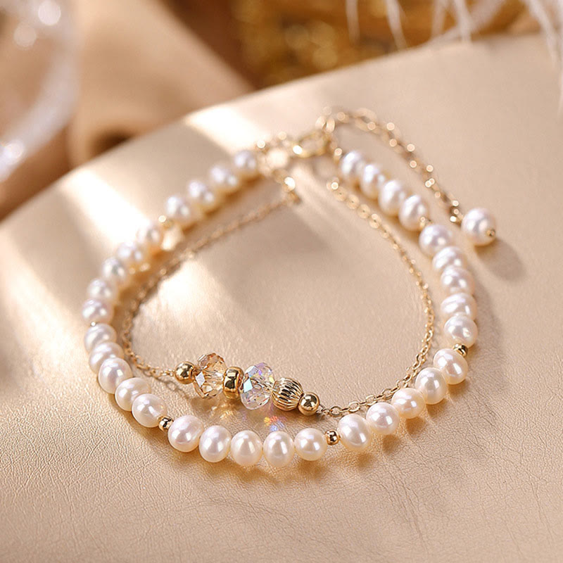 Bracelet double couche de guérison en perles naturelles en argent sterling 925 plaqué or 14 carats avec Buddha Stones