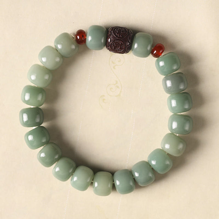 Bracelet de paix en perles de caractère Fu avec des Buddha Stones et des graines de Bodhi
