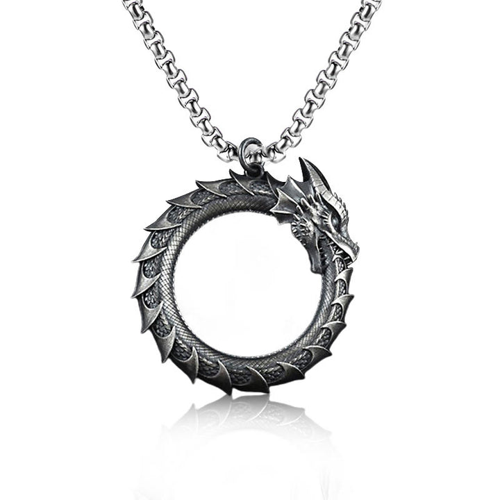 Collier pendentif protection serpent dragon en étain pur Buddha Stones - Pendentif dragon et chaîne commune - image 6
