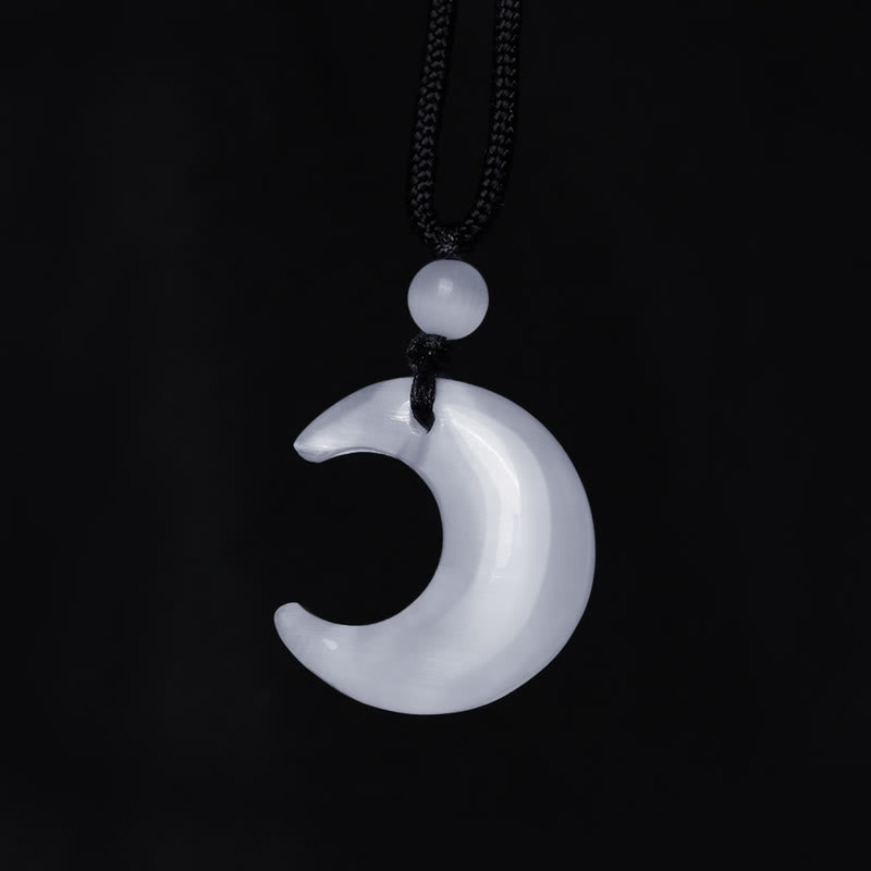 Collier pendentif en forme de croissant de lune en cristal d'obsidienne et de sélénite avec Buddha Stones et argent naturel, protection du couple Yin Yang - image 12