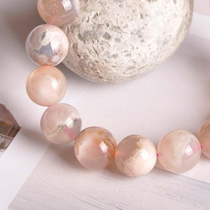 Bracelet de bénédiction de la paix en agate Sakura de Buddha Stones