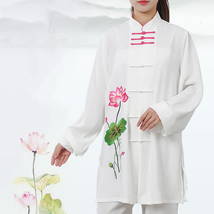 Ensemble de vêtements pour femmes Buddha Stones, fleur de lotus, motif feuille, Tai Chi, méditation, prière, pratique spirituelle zen - image 1