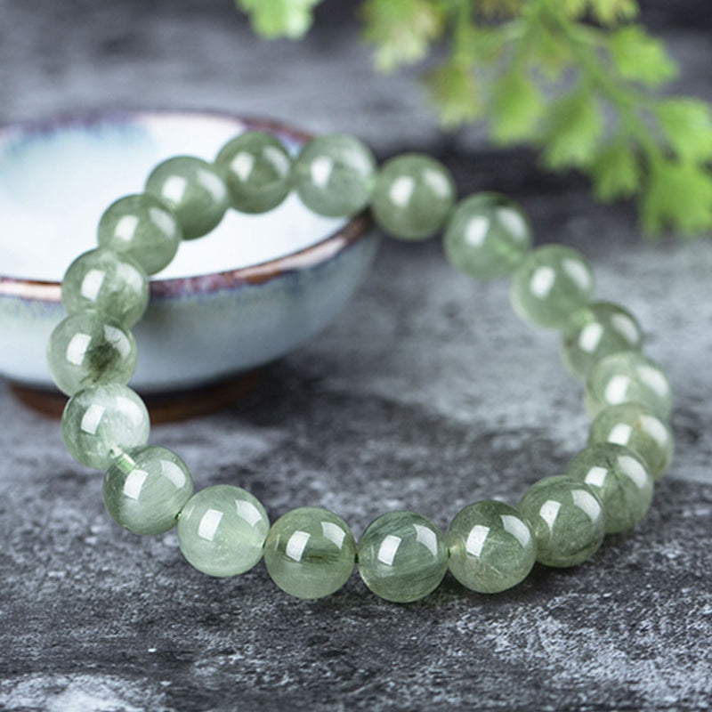 Bracelet de bénédiction et de richesse en cristal vert naturel Buddha Stones