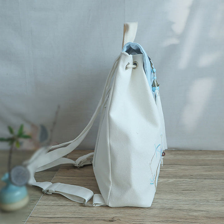Sac à dos en toile de grande capacité brodé à la main avec Buddha Stones