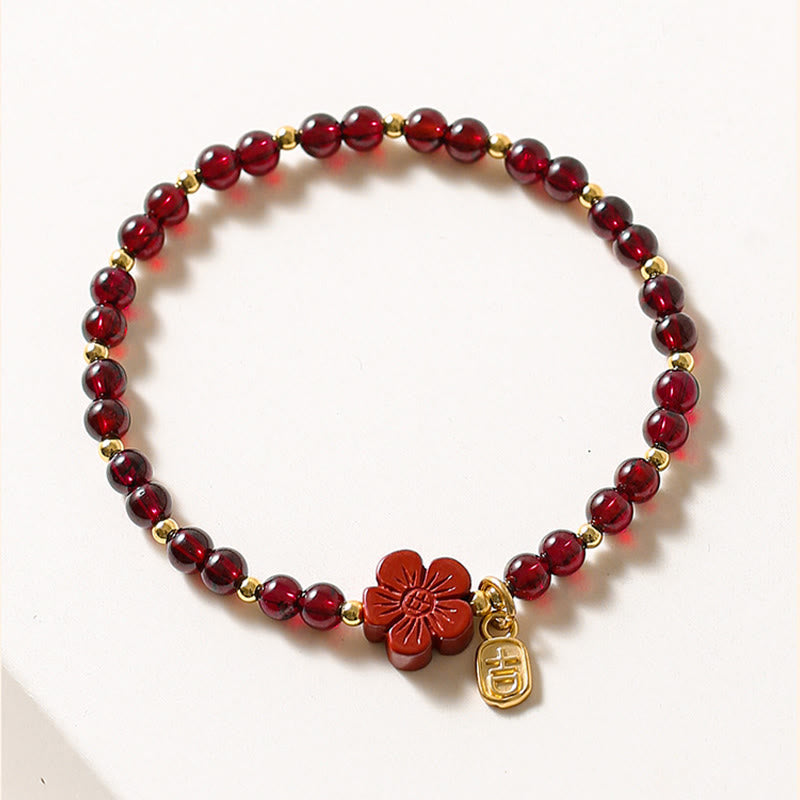 Bracelet Buddha Stones en or 14 carats avec grenat naturel et cinabre - image 2