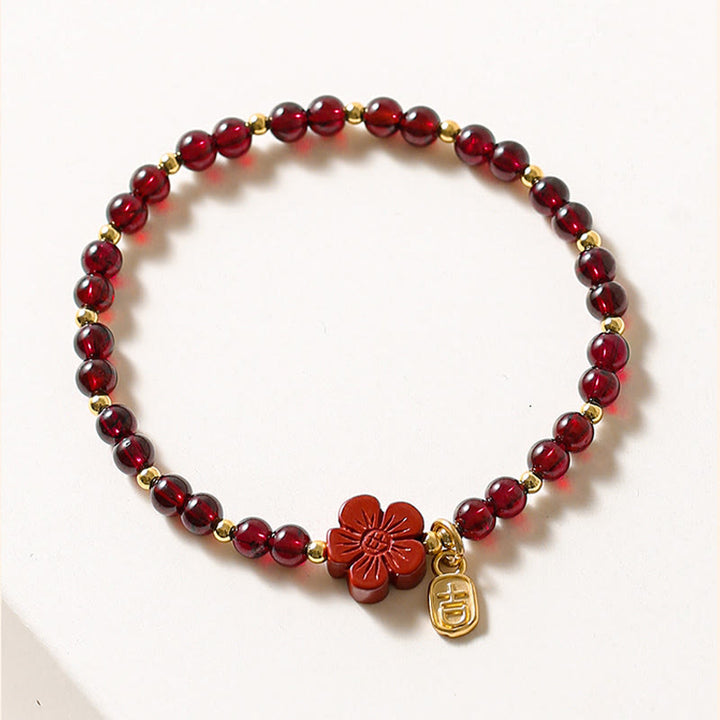 Bracelet Buddha Stones en or 14 carats avec grenat naturel et cinabre - image 2