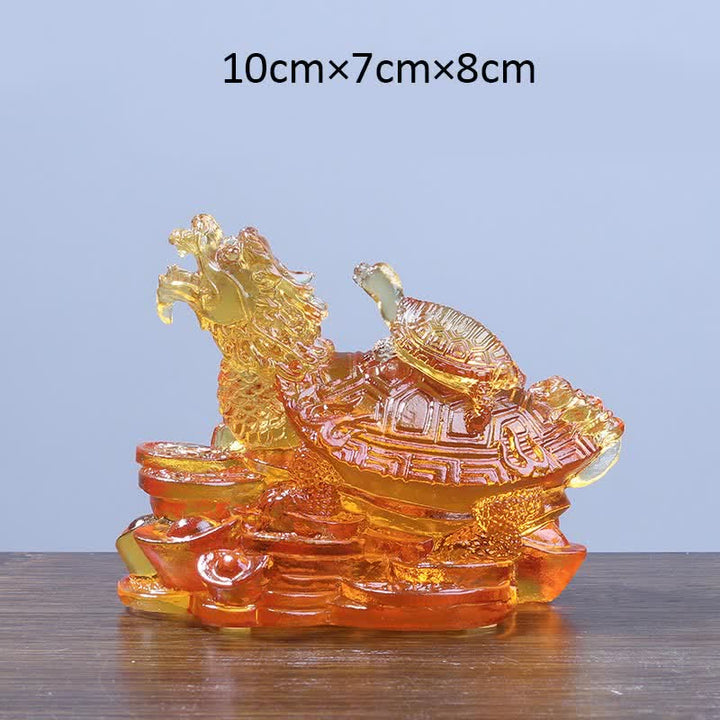 Buddha Stones Feng Shui Dragon Tortue Pièces de monnaie en cristal Liuli fait à la main Pièce d'art porte-bonheur Décoration de bureau à domicile