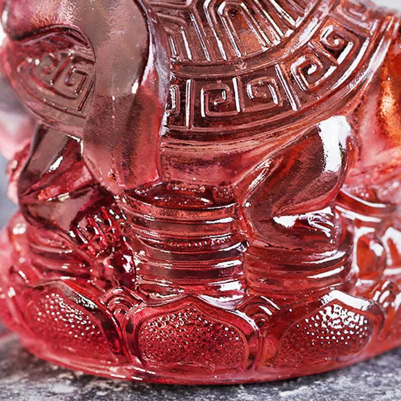 Buddha Stones Feng Shui Quatre symboles Dragon azur Pièce d'art en cristal Liuli faite à la main Décoration de bureau à domicile