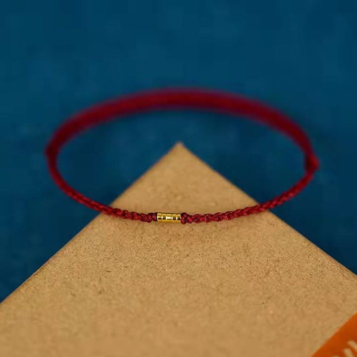 Bracelet de cheville tressé en perles dorées porte-bonheur en argent sterling 925 Buddha Stones