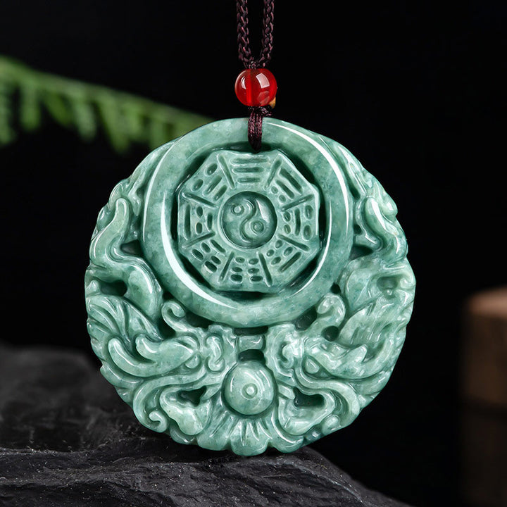 Collier pendentif en corde Buddha Stones et dragon en jade Yin Yang - Jade - image 1