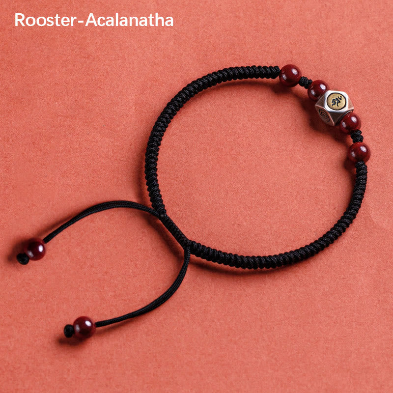 Bracelet Buddha Stones de Bouddha et Signes du Zodiaque Chinois Natal Bouddha Cinabre - Coq-Acalanatha - Noir (tour de poignet 14-18 cm) - image 22