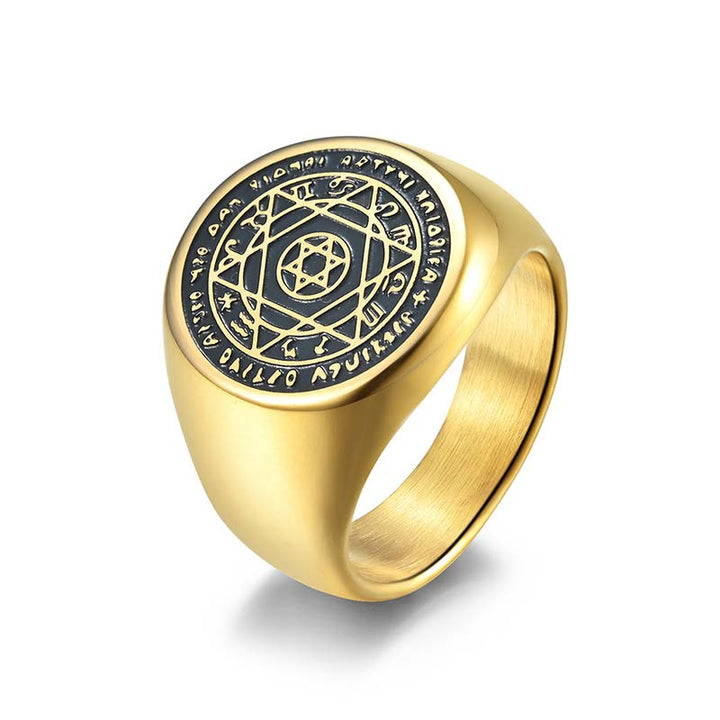 Bague de protection étoile de David avec les 12 constellations du zodiaque de Buddha Stones